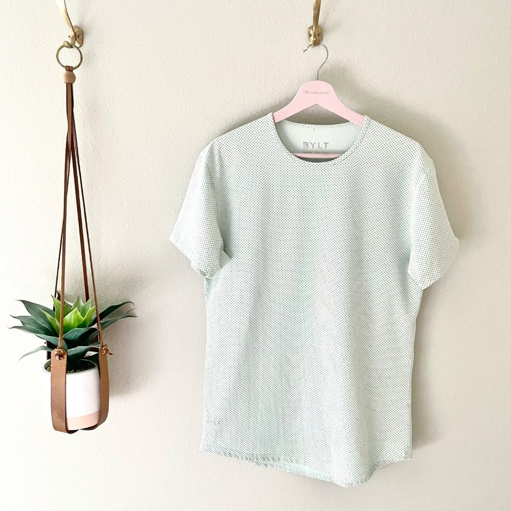 BYLT Drop Cut Short Sleeve Lux Tee Mint Dot in Size M